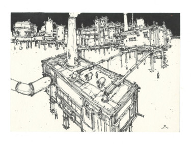 Drawing titled "Rescue Station" by Georgy Stork, Original Artwork, Gel pen