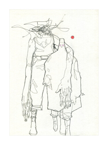 Disegno intitolato "Rendezvous" da Georgy Stork, Opera d'arte originale, Matita Montato su Pannello di legno