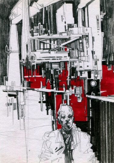 Dessin intitulée "RABOCHII" par Georgy Stork, Œuvre d'art originale, Crayon