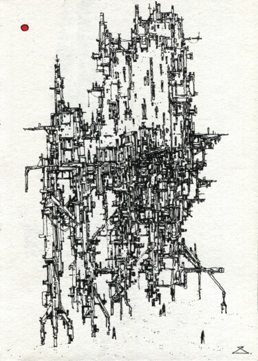STANTSIIA I Dessin intitulée "STANTSIIA I" par Georgy Stork, Œuvre d'art originale, Stylo à bille Monté sur Panneau de bois