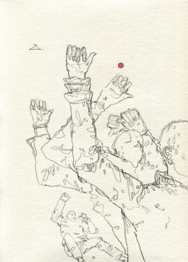 Under the mass Drawing titled "Under the mass" by Georgy Stork, Original Art, Pencil Mounted on Wood Panel