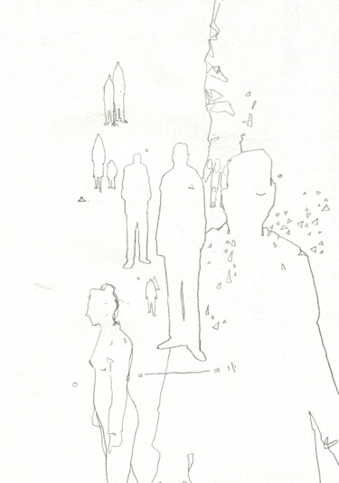 Disegno intitolato "Silhouettes" da Georgy Stork, Opera d'arte originale, Matita Montato su Pannello di legno