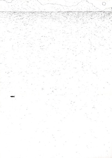 Malerei mit dem Titel "Alone in the void" von Georgy Stork, Original-Kunstwerk, Gel Stift Auf Keilrahmen aus Holz montiert