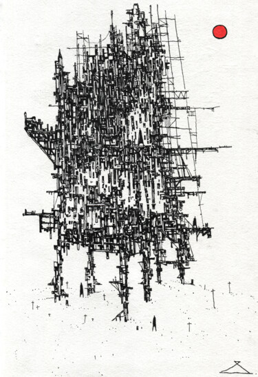 Рисунок под названием "STANTSIIA III" - Georgy Stork, Подлинное произведение искусства, Гелевая ручка