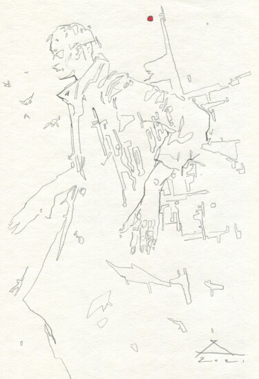 Рисунок под названием "Who is he?" - Georgy Stork, Подлинное произведение искусства, Карандаш