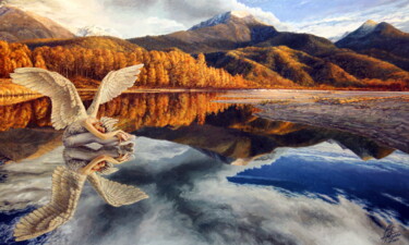 Painting titled "Calm. Time to Fly" by Georgii Ineshin (Georgy Ineshin Gotcha), Original Artwork, Oil