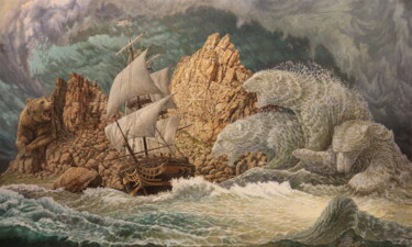 Peinture intitulée "Baikal North Wind s…" par Georgii Ineshin (Georgy Ineshin Gotcha), Œuvre d'art originale, Huile Monté su…
