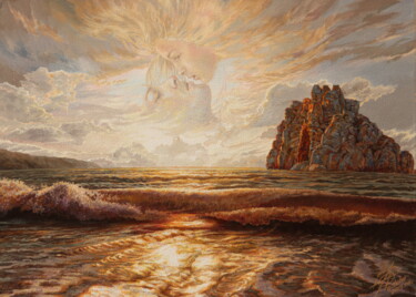 Peinture intitulée "kiss of the sun" par Georgii Ineshin (Georgy Ineshin Gotcha), Œuvre d'art originale, Huile Monté sur Châ…
