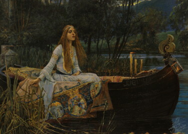 Painting titled "The Lady of Shalott…" by Georgii Ineshin (Georgy Ineshin Gotcha), Original Artwork, Oil Mounted on Wood Str…