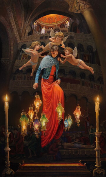 Pintura titulada "New Madonna of the…" por Georgii Ineshin (Georgy Ineshin Gotcha), Obra de arte original, Oleo Montado en B…