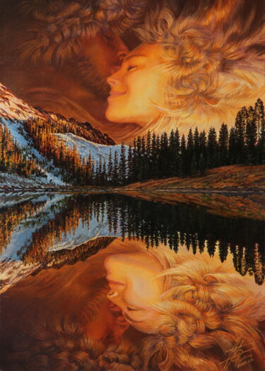 Картина под названием "kiss of the night" - Георгий Инешин (Georgy Ineshin / GOTCHA), Подлинное произведение искусства, Масло