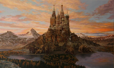 Peinture intitulée "Russia. Cold dawn." par Georgii Ineshin (Georgy Ineshin Gotcha), Œuvre d'art originale, Huile Monté sur…