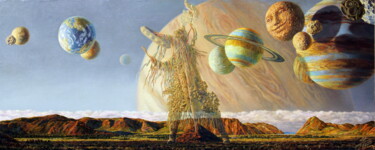 Peinture intitulée "View of Mount Yord" par Georgii Ineshin (Georgy Ineshin Gotcha), Œuvre d'art originale, Huile Monté sur…