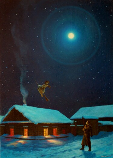 Картина под названием "ведьма 70-50 х-м" - Георгий Инешин (Georgy Ineshin / GOTCHA), Подлинное произведение искусства, Масло