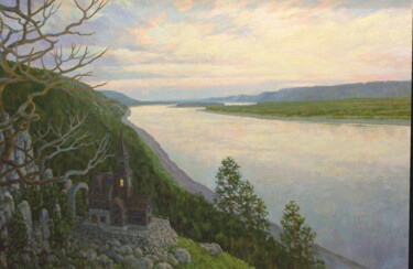 Painting titled "на лене реке х-м 60…" by Georgii Ineshin (Georgy Ineshin Gotcha), Original Artwork, Oil