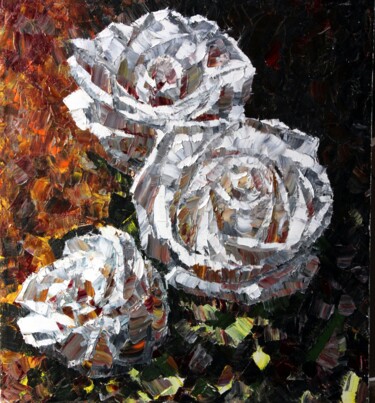 Peinture intitulée "белые розы х-м 40-35" par Georgii Ineshin (Georgy Ineshin Gotcha), Œuvre d'art originale, Huile