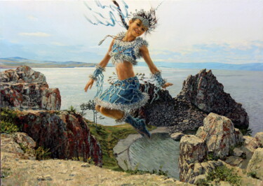 Painting titled "Шаманки. девочка и…" by Georgii Ineshin (Georgy Ineshin Gotcha), Original Artwork