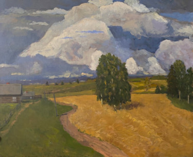 Malarstwo zatytułowany „After a thunderstorm” autorstwa Oleg Vasiliev, Oryginalna praca, Olej