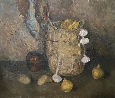 Painting titled "Still life with  ba…" by Oleg Vasiliev, Original Artwork, Oil