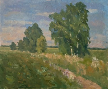 Painting titled "Birches" by Oleg Vasiliev, Original Artwork, Oil