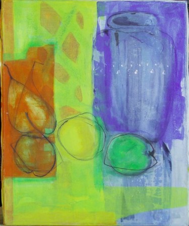 Peinture intitulée "Le vase bleu" par Geral, Œuvre d'art originale
