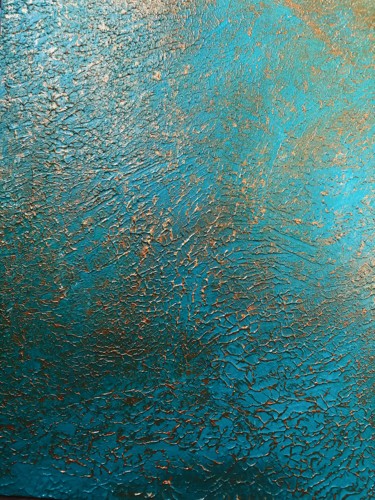 Peinture intitulée "Golden blue" par Llum, Œuvre d'art originale, Acrylique