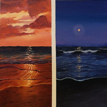 Pintura intitulada "Sun and the moon" por Llum, Obras de arte originais, Acrílico
