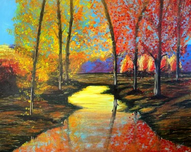 Pintura intitulada "Outono" por Llum, Obras de arte originais, Acrílico