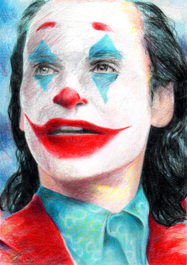 Dessin intitulée "Joker 4411" par Gerald Baes, Œuvre d'art originale, Crayon Monté sur Autre panneau rigide