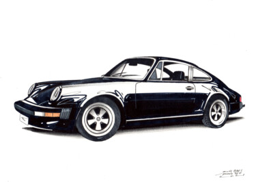 Dessin intitulée "Porsche 911 SC" par Gerald Baes, Œuvre d'art originale, Marqueur