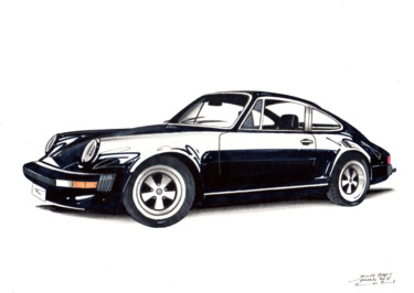 Desenho intitulada "Porsche 911 SC" por Gerald Baes, Obras de arte originais, Marcador