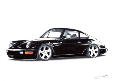 Dessin intitulée "Porsche 964" par Gerald Baes, Œuvre d'art originale, Marqueur