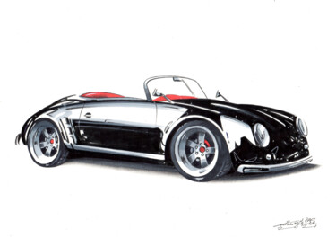 Dessin intitulée "porsche 356 speedst…" par Gerald Baes, Œuvre d'art originale, Marqueur