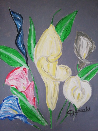 Painting titled "Cala Lillies" by Gerald Berger-Champion, Original Artwork, Acrylic