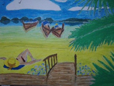 Painting titled "Sunbathing on a Tha…" by Gerald Berger-Champion, Original Artwork, Acrylic