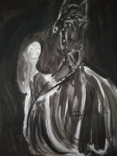 Painting titled "The black Stallion…" by Gerald Berger-Champion, Original Artwork, Acrylic