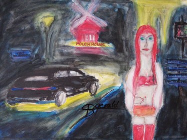 Painting titled "Street Night Lady" by Gerald Berger-Champion, Original Artwork, Acrylic