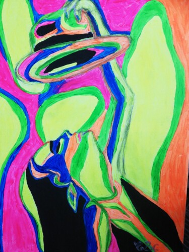 Painting titled "The woman in Multic…" by Gerald Berger-Champion, Original Artwork, Acrylic