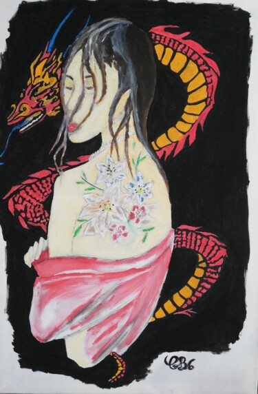 Painting titled "The lady with tatto…" by Gerald Berger-Champion, Original Artwork, Acrylic