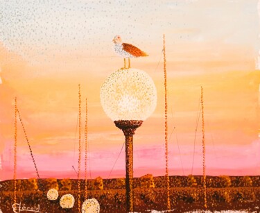 Peinture intitulée "Repos de la mouette" par Gerald Groshens, Œuvre d'art originale, Huile Monté sur Châssis en bois