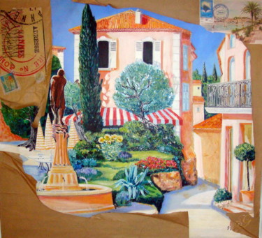 Schilderij getiteld "Mougins (Le Feu Fol…" door Gérald Guillotte, Origineel Kunstwerk, Olie