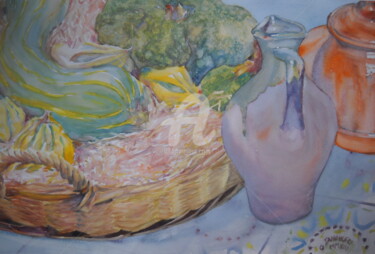 Peinture intitulée "souvenirs du potager" par Gérald Janowski, Œuvre d'art originale, Aquarelle