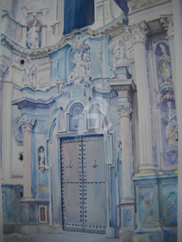 Peinture intitulée "Les portes du temple" par Gérald Janowski, Œuvre d'art originale, Aquarelle