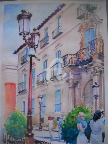 Painting titled "El Palacio episcopa…" by Gérald Janowski, Original Artwork, Watercolor