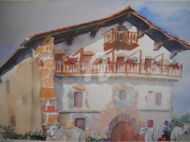 Painting titled "En Navarra" by Gérald Janowski, Original Artwork, Watercolor