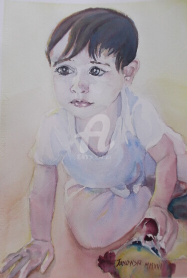 Peinture intitulée "portrait d'enfant" par Gérald Janowski, Œuvre d'art originale