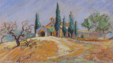 Peinture intitulée "CHAPELLE SAINT SIXT…" par Gérald Sorel, Œuvre d'art originale, Pastel