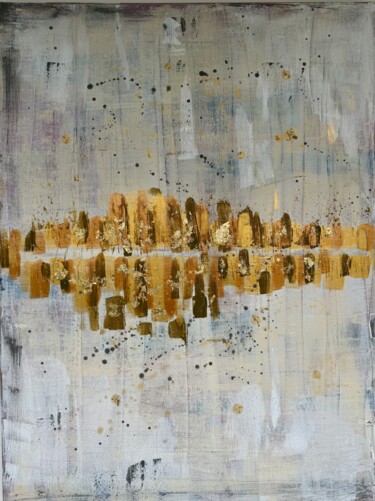 绘画 标题为“Golden View” 由Geraldina Albanese, 原创艺术品, 丙烯 安装在木质担架架上
