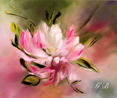 Peinture intitulée "Fleurs de cerise" par Géraldine Belveze, Œuvre d'art originale, Huile
