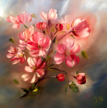 Painting titled "Nuée florales" by Géraldine Belveze, Original Artwork, Oil